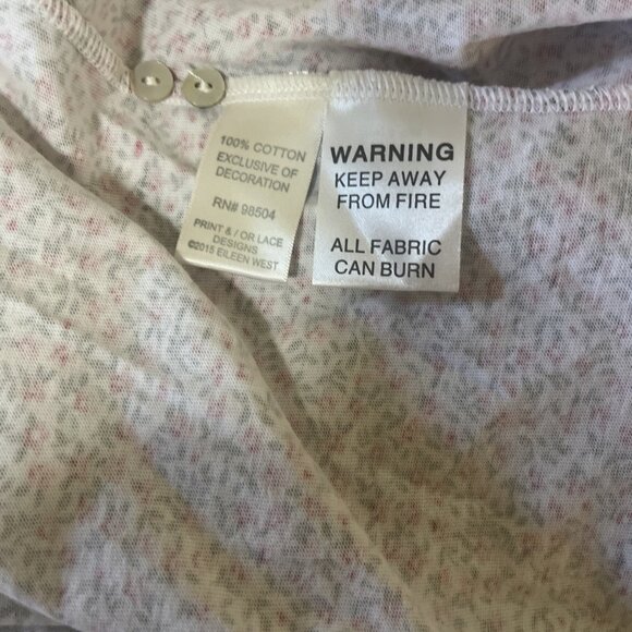 Vintage Granny Gown Red White Floral White Eyelet Trim Eileen West Sz L Cottage - Picture 8 of 11